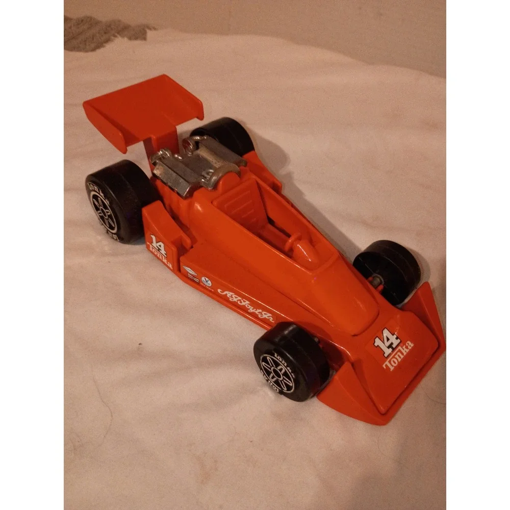 Vintage 1979 Tonka AJ Foyt Jr Indy Race Car 14 Orange Plastic Toy Vehicle